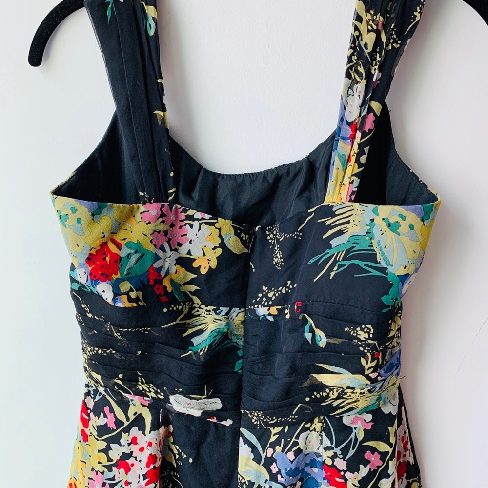 David Meister Black Floral Midi Dress